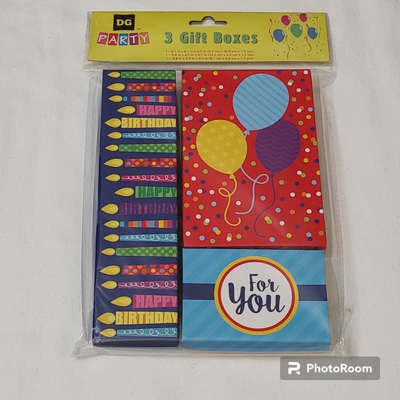 Bundle 3 Packs Small Gift Boxes 9 Total in Lot Birthday Candles Balloons For You - Picture 4 of 4